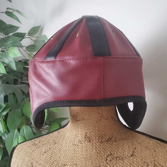 Vintage Style Football Helmet Burgundy and Black - Picture 2 of 8